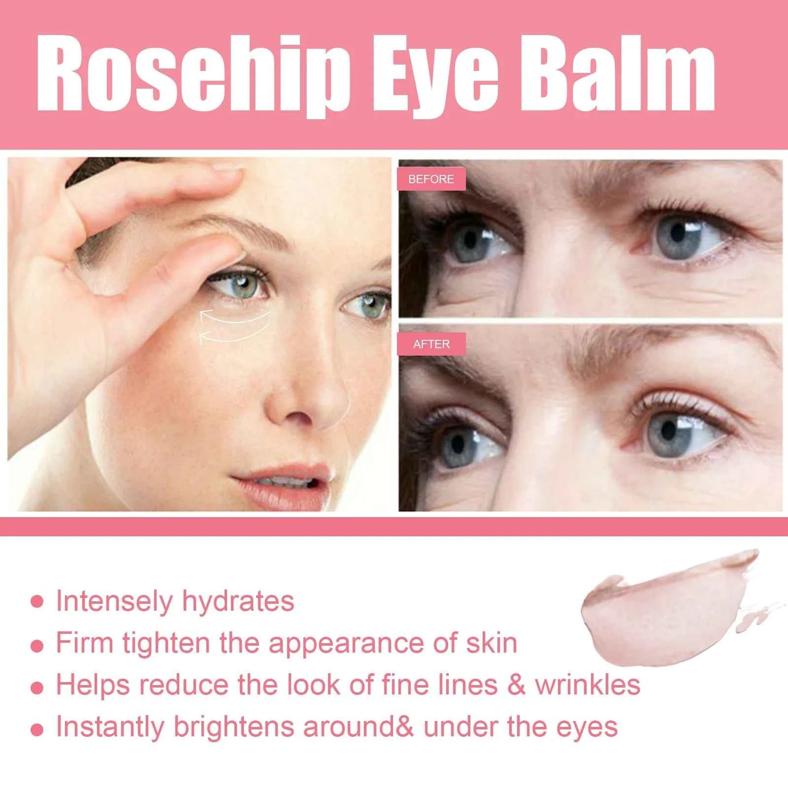 Rosehip Eye Cream Stick Reduce Dark Eyes Circles Remove Wrinkles Fine Lines Around Eyes Anti Aging Lifting Firming Eye Cream