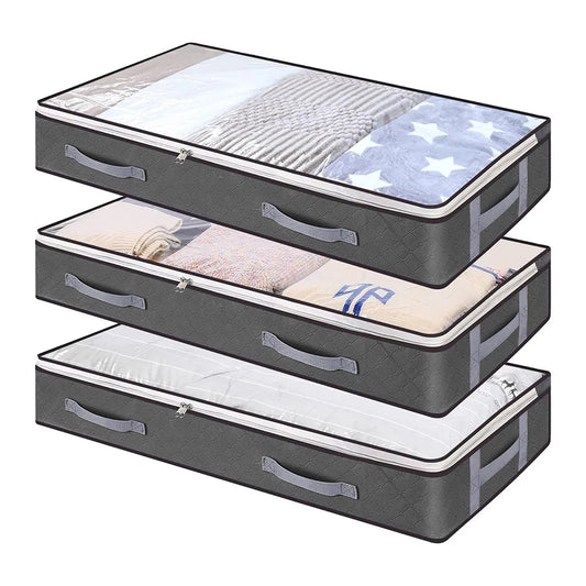 Foldable Under Bed Storage Containers with Clear Window Underbed Toy Organizers and Clothing Storage Bags Closet Storage Bins - AMULET RING STORE