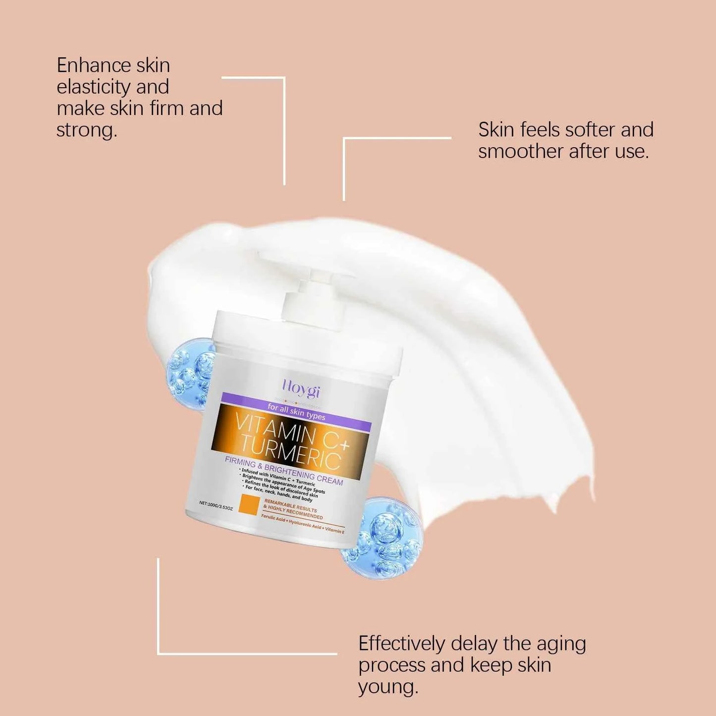 Hoygi Turmeric Body Skin Lotion Moisturizing Improve Skin Elasiticty Reduce Roughness Wrinkle Removal Glowing Skin Lotion