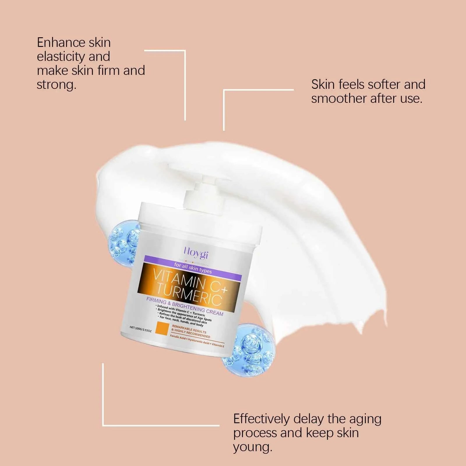 Hoygi Turmeric Body Skin Lotion Moisturizing Improve Skin Elasiticty Reduce Roughness Wrinkle Removal Glowing Skin Lotion