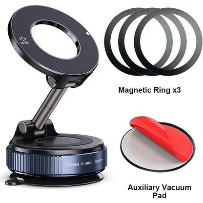 Car Mount Vacuum Magnetic Holder Foldable Strong Suction Stand For Cell Phone For iPhone 16 15 12 13 14 11 ProMax Live Streaming