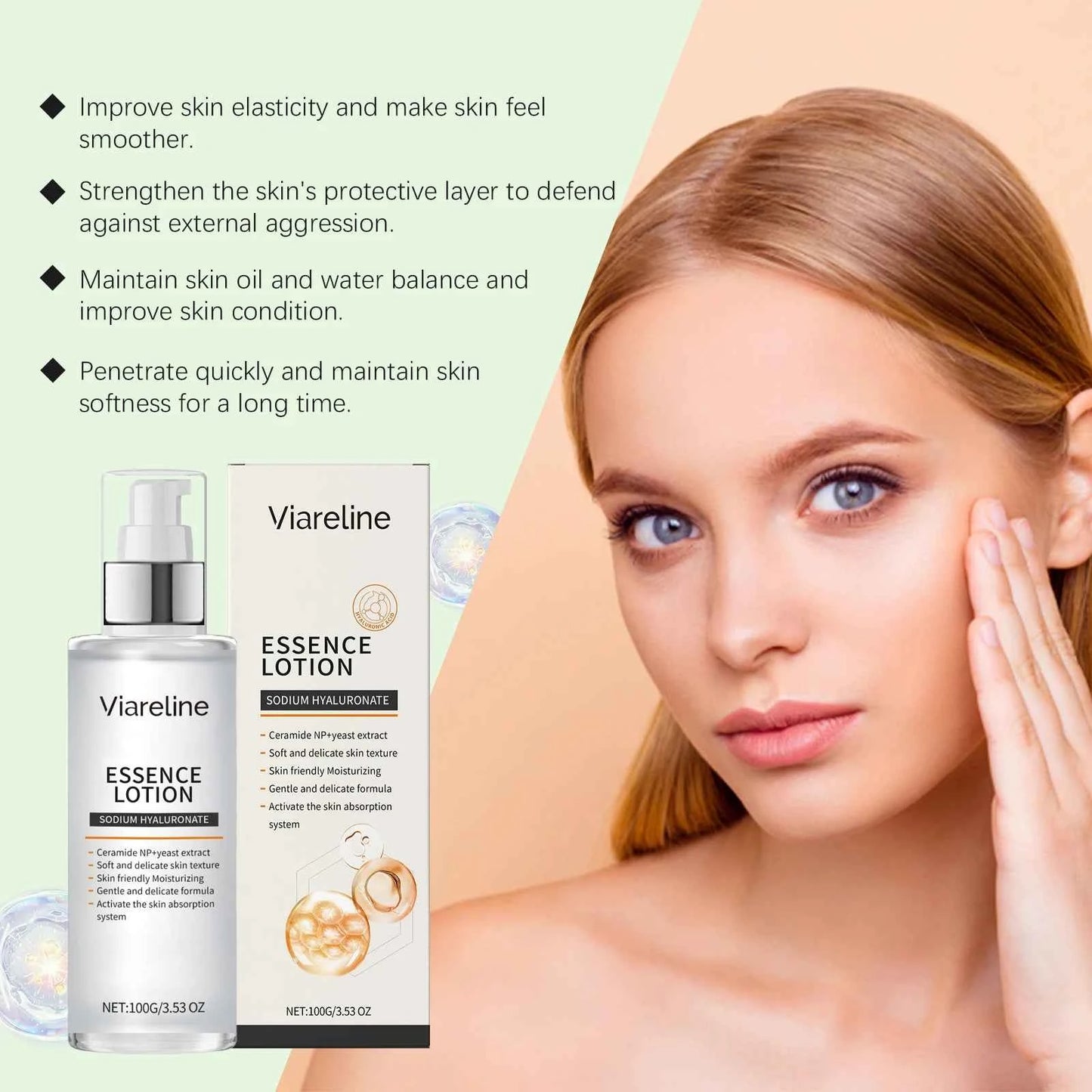 Viareline Moisturizing Facial Serum Set Nicotinamide Hyaluronic Acid Brighten Skin Facial Tighten Reduce Wrinkles Soften Serum