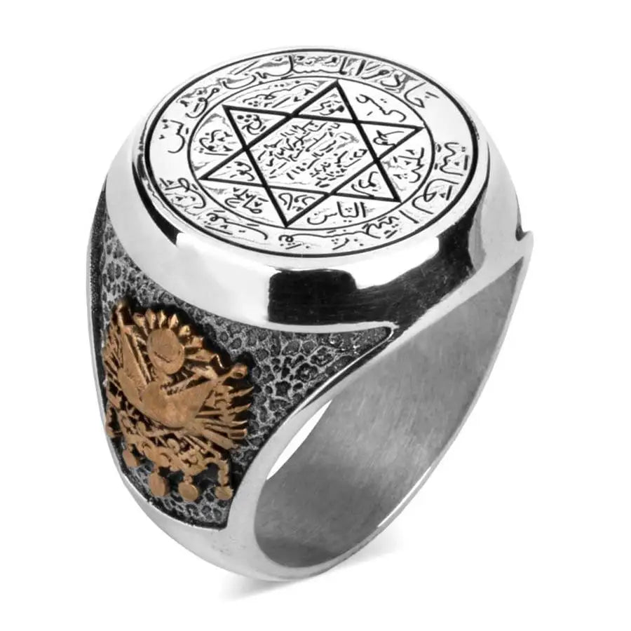 925 Sterling Silver Seal Of Solomon Kabbalah Men's Ring Religious Ring,Amulet Occult Seal Talisman Ring