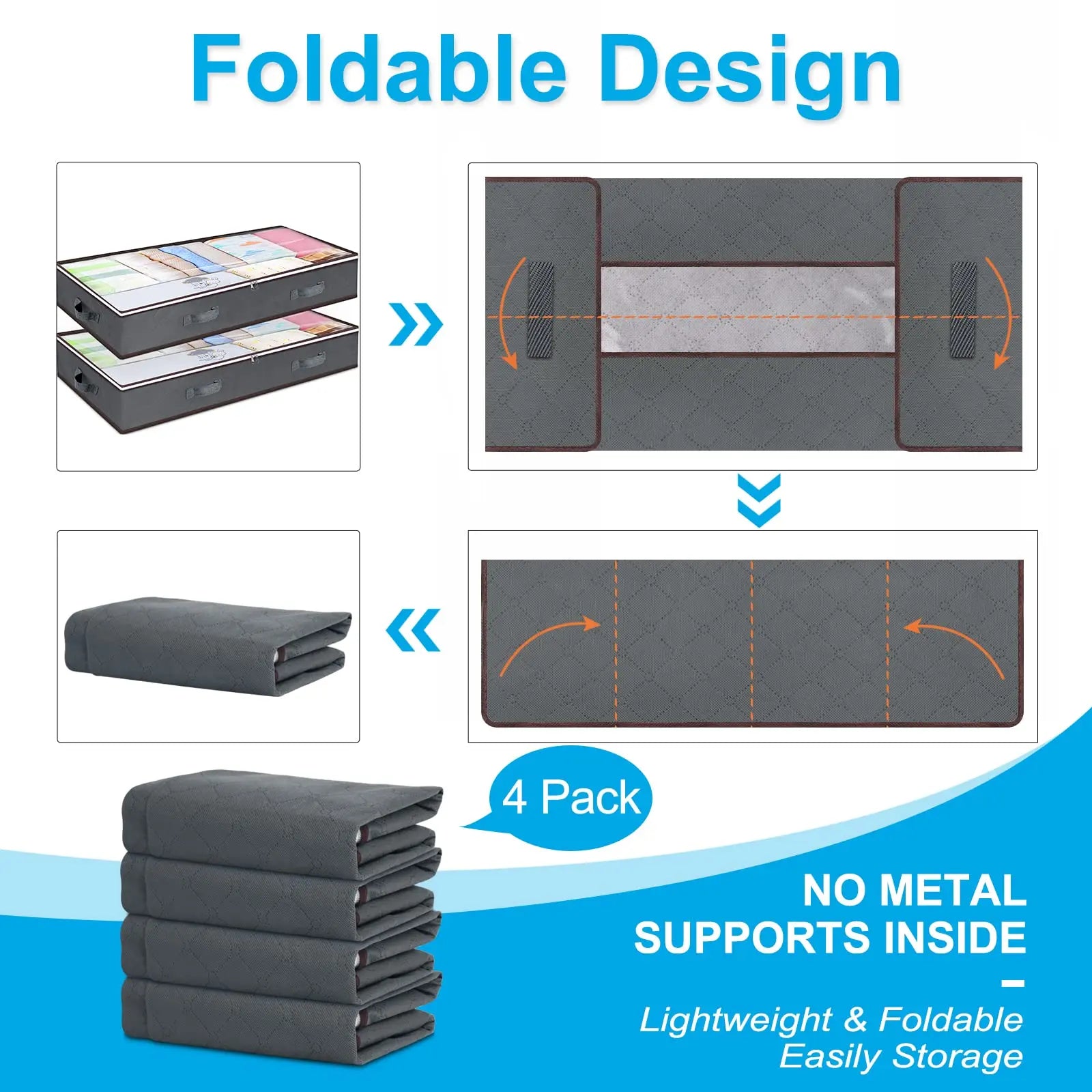 Foldable Under Bed Storage Containers with Clear Window Underbed Toy Organizers and Clothing Storage Bags Closet Storage Bins - AMULET RING STORE