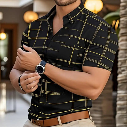 Brand New Boyfriend Shirt Long Sleeve Slim Fit Button Lapel Men's Tops 2024 Autumn Fashion 3D Stripe Print Party Shirt S-6XL