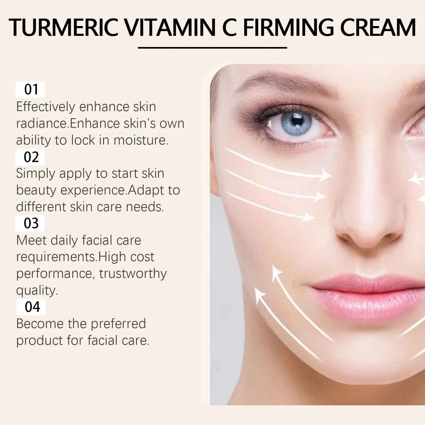 Turmeric Vitamin C Face Cream Anti Aging Skin Tighten Reduce Wrinkles Fine Lines Hydrate Nourish Skin Gentle Moisturizing Cream