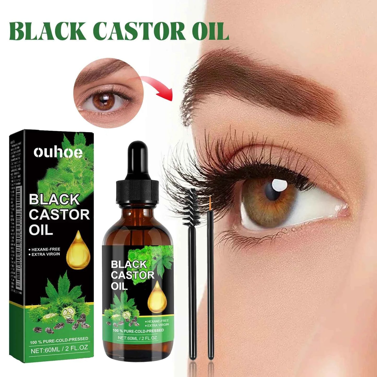 Black Castor Oil Nourishes Hair Growth Care Massage Scalp Treatment Baldness Repair Hydrates Liquid Anti Frizz Loss Hair Serum