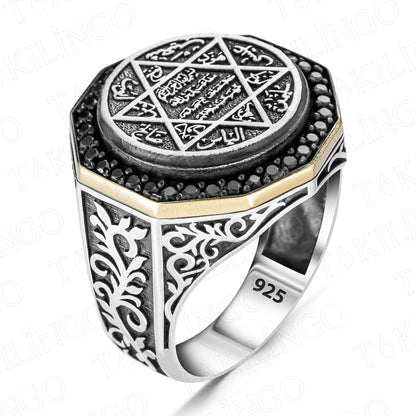 Seven Archangels Rings Seal Of Solomon Kabbalah Ring 925 Sterling Silver Triangle Star of David Amulet Ring