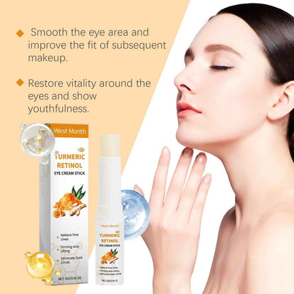 West Month 5g Turmeric Retinol Remove Dark Circles Eye Cream Stick  Anti Eye Bags Puffiness Brightener Moisturizing Eye Cream
