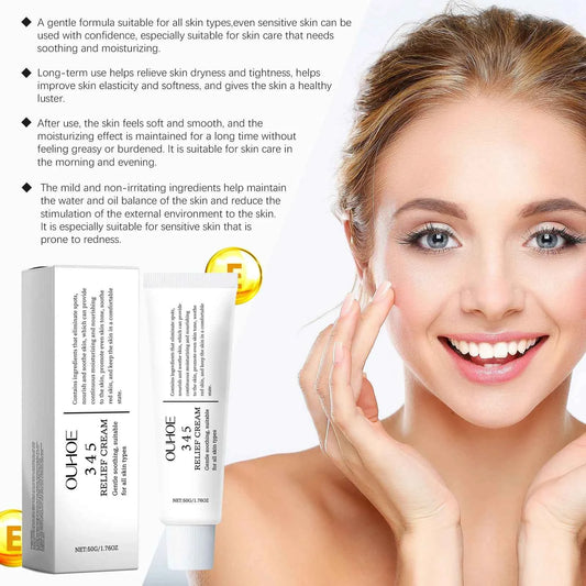 Ouhoe 50g 345 Relief Cream Brightening Skin Hydrate Facial Reapir Blemishes Nourish Long Lasting Moisturizer Soothing Face Cream