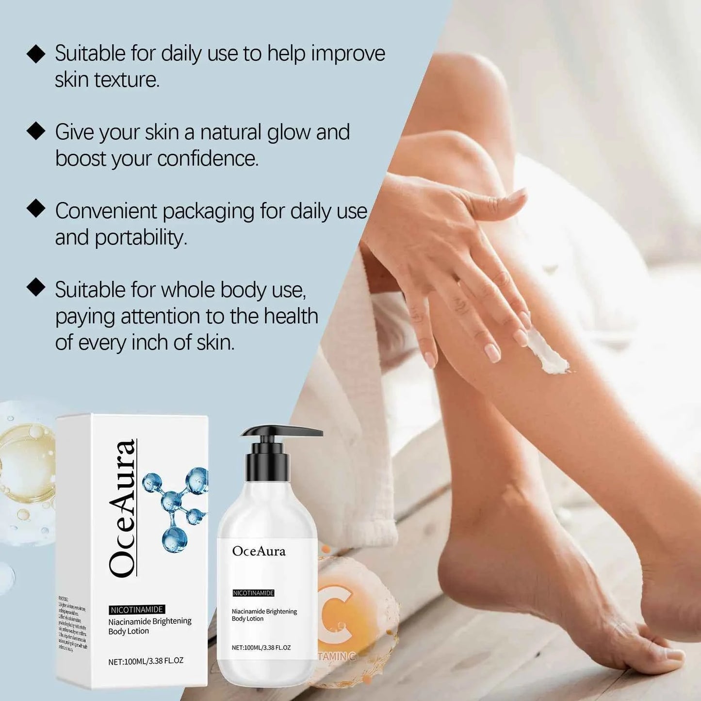 Oceaura Nicotinamide Whitening Skin Lotion Nourishing Moisturizing Fast Absorbed Non-greasy Brightening Tone Skin Care Lotion