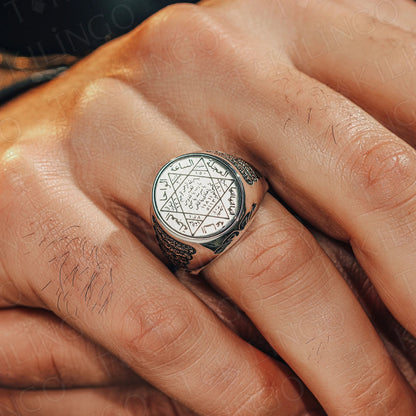 Seven Archangels Ring for Men 925 Sterling Silver The Seal Of Solomon