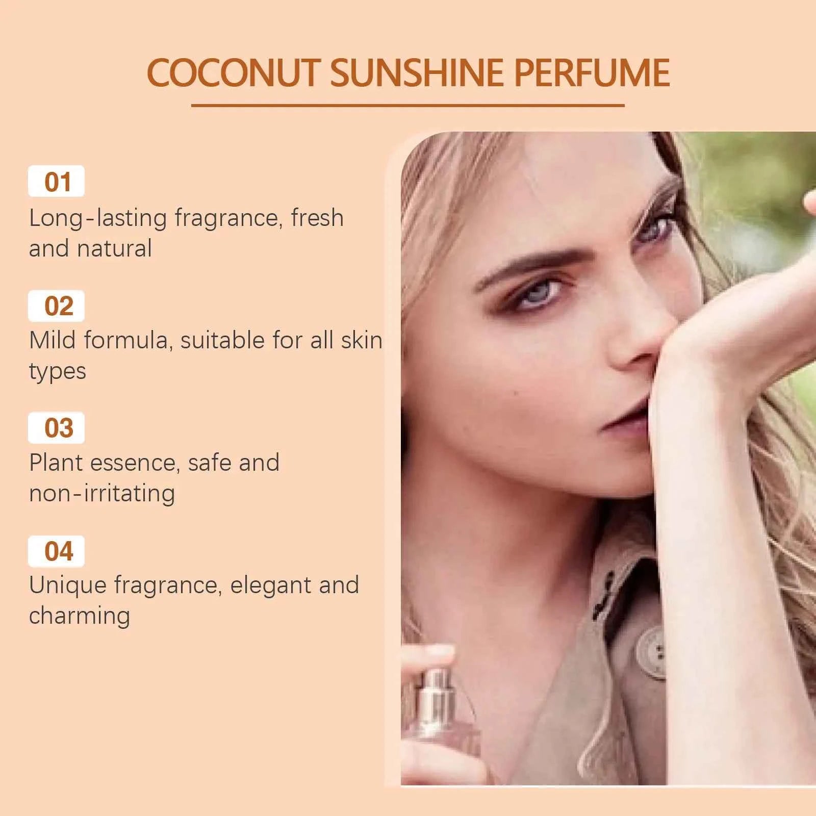 Roxelis Light Vanilla Coconut Perfume Fresh Light Fragrance Lasting Elegant Charming Women Fragrance Convenient Fresh Perfume