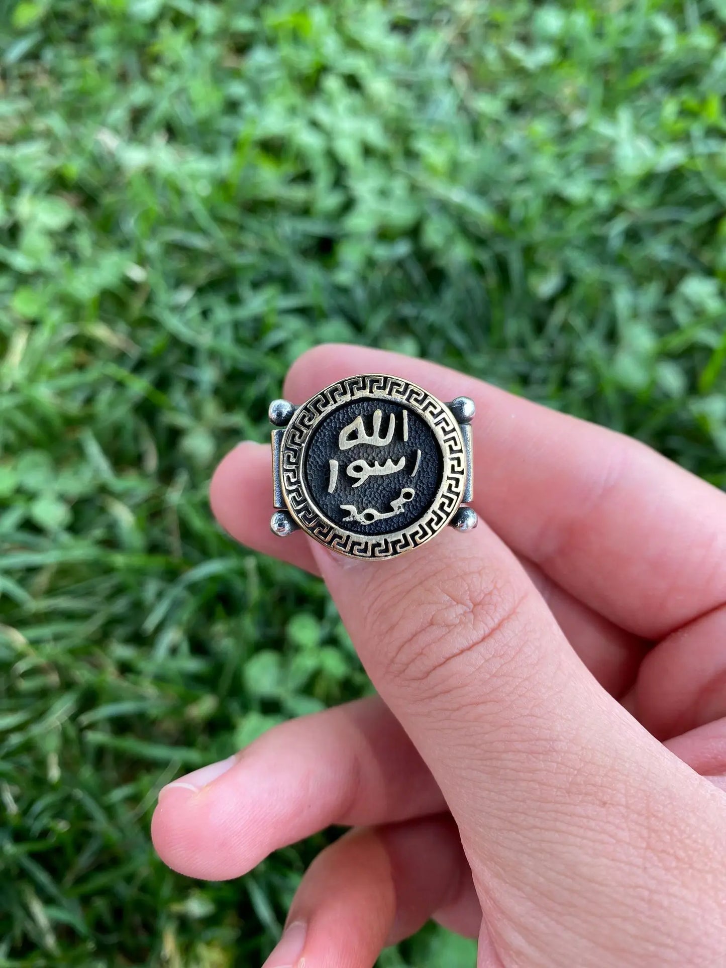 925 Sterling Silver Engraved The Seal of The Prophet Muhammad Signet Muslim Islamic Men's Ring AMULET RING STORE