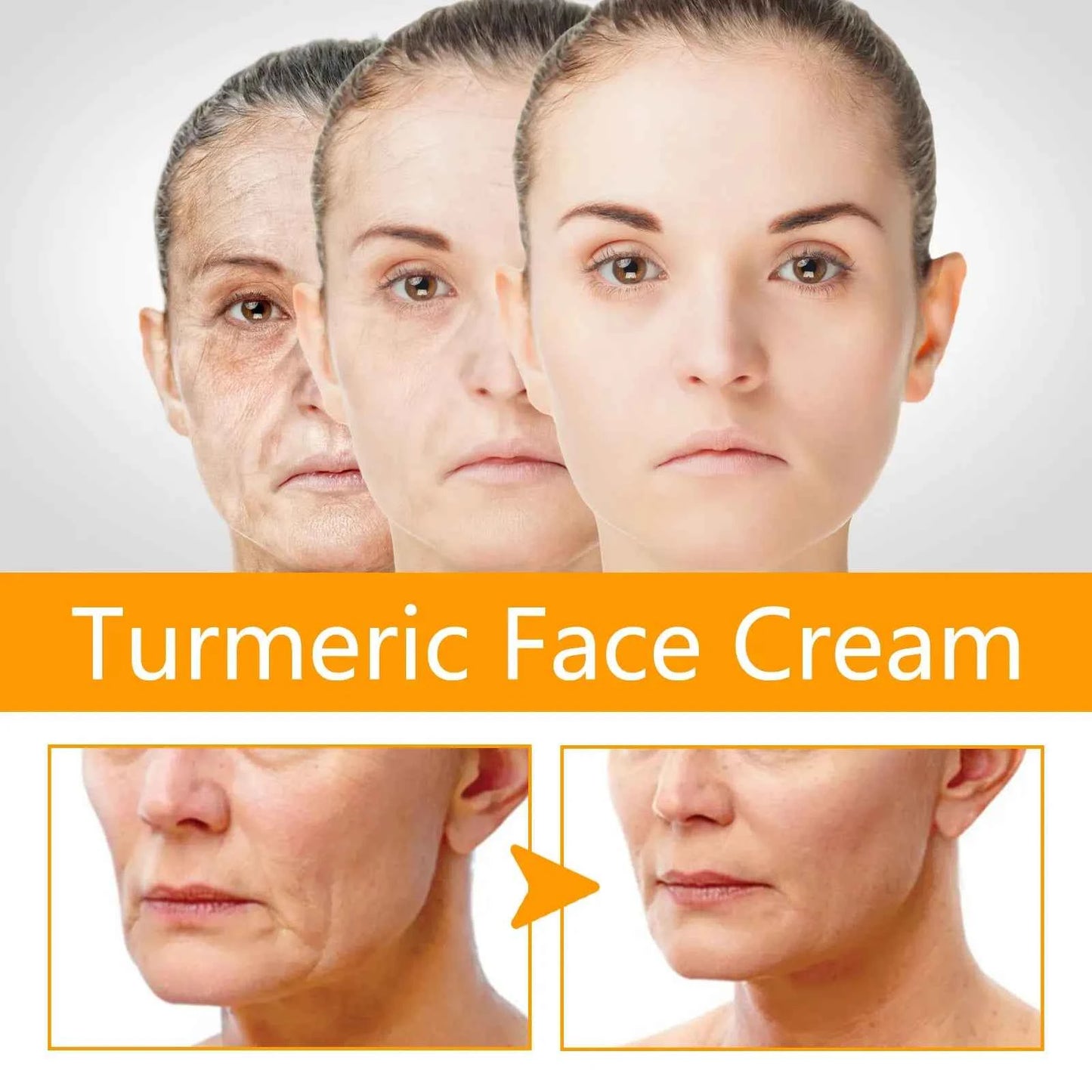Jaysuing 50g Turmeric Firm Face Cream Fade Fine Lines Hydrating Oil Control Repair Dry Rough Skin Brightening Skin Care Cream