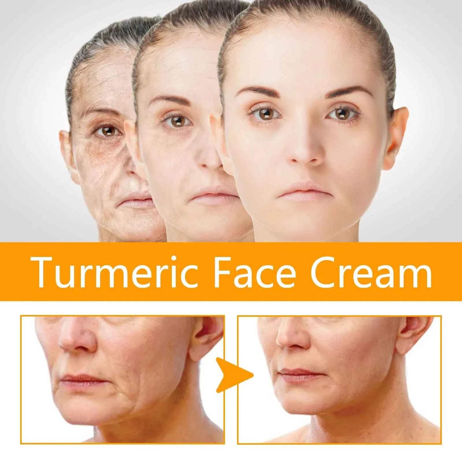 Jaysuing 50g Turmeric Firm Face Cream Fade Fine Lines Hydrating Oil Control Repair Dry Rough Skin Brightening Skin Care Cream