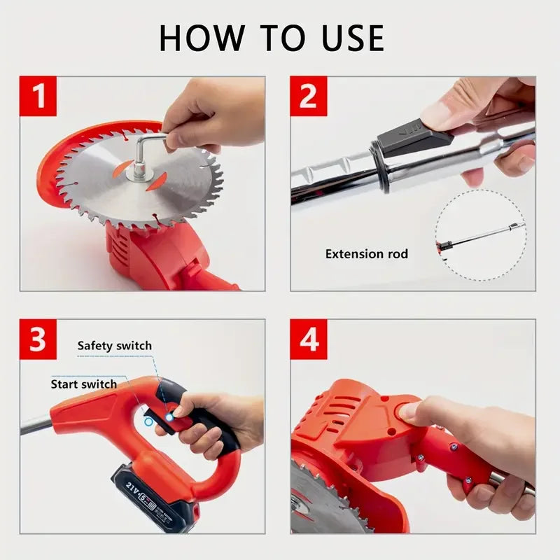 2025 latest small portable cordless electric lawn mower/weeding machine with 2 high-capacity lithium batteries and 3 blades, man