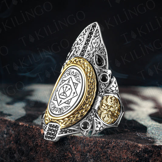 Solid 925 Sterling Silver Adjustable Dirilish Ertugrul Ottoman Men's Ring Thumb Ring Turkish Handmade Jewelry, Adjustable Ring