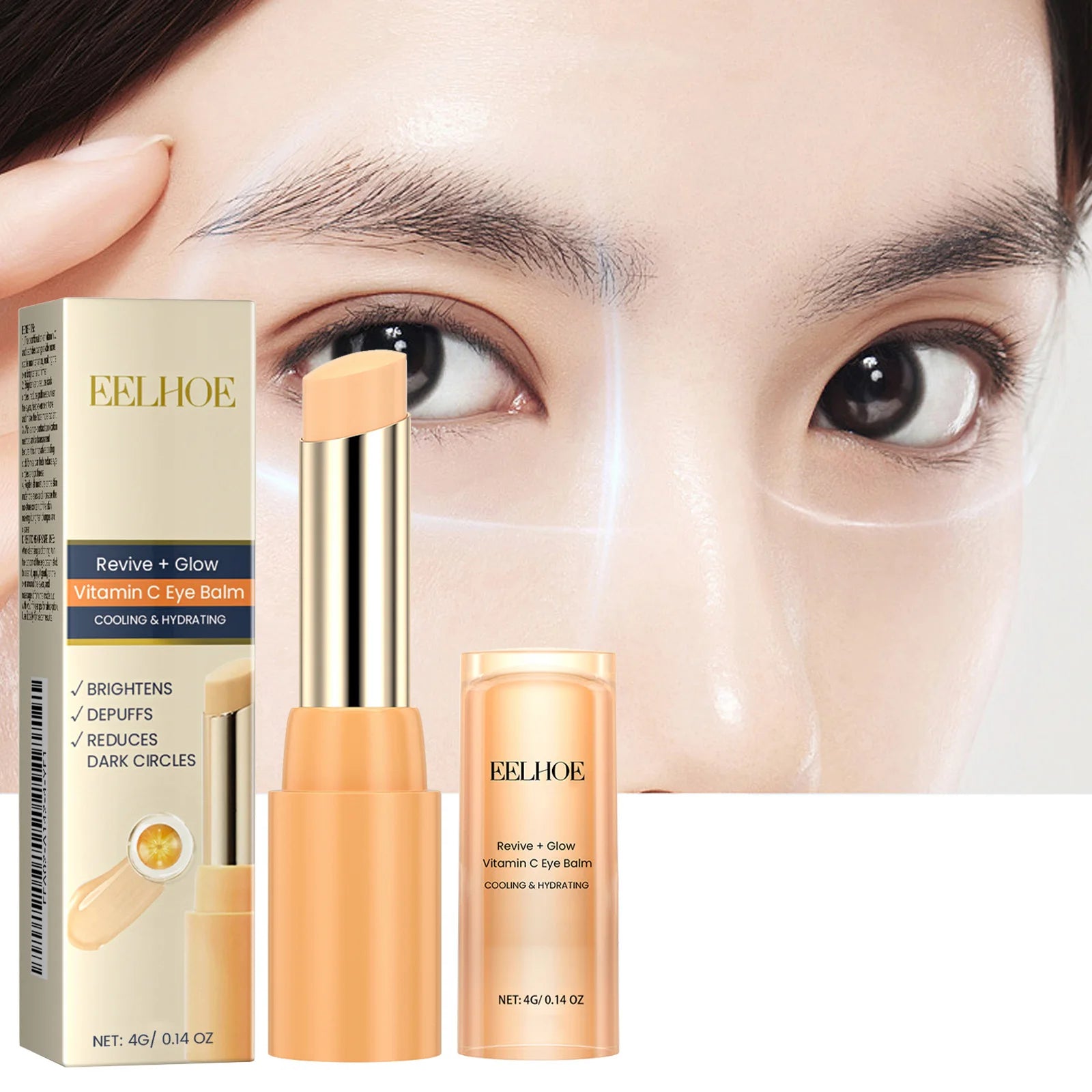 EELHOE Vitamin C Eye Balm for Repairing Dark Circles Moisturizing and Firming Transparent Texture Vitamin C Eye Cream Stick - AMULET RING STORE