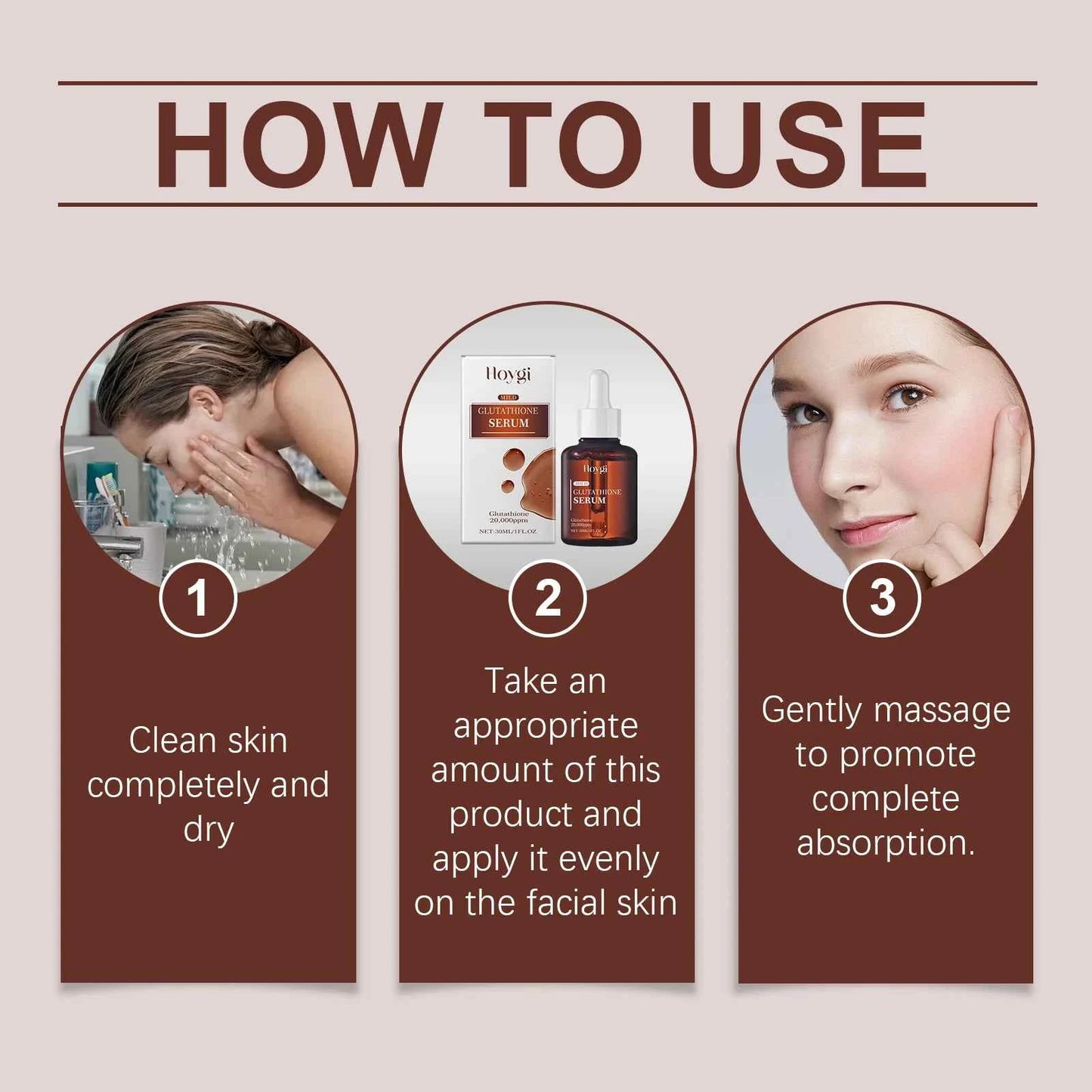 Hoygi 30ml Glutathione Facial Serum Brightening Skin Rejuvenation Moisturize Nourish Improve Skin Elasticity Firming Face Serum