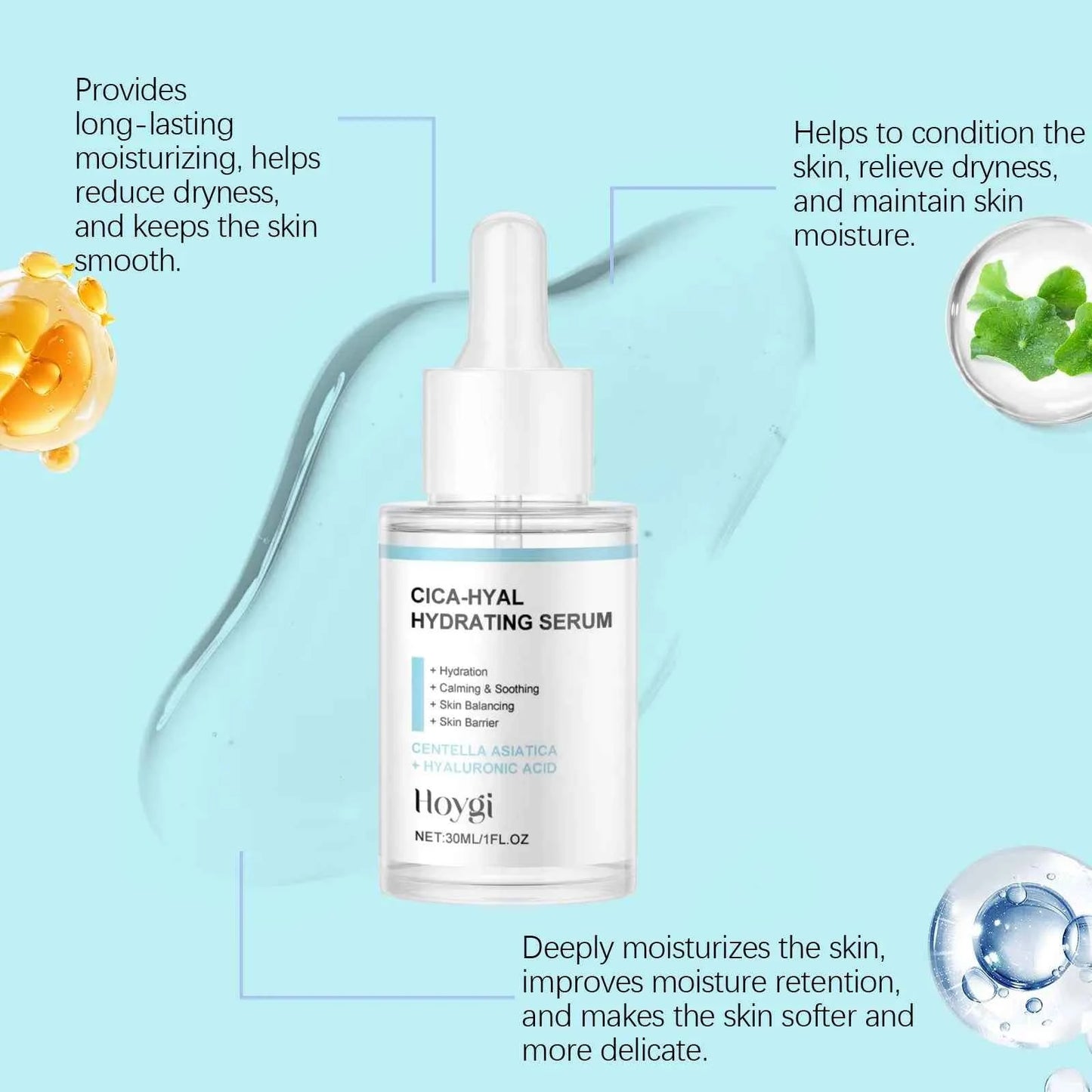 Hoygi 30ml Hyaluronic Acid Hydrating Face Serum Brightening Skin Tone Improve Dullness Moisturizing Face Care Nourish Face Serum