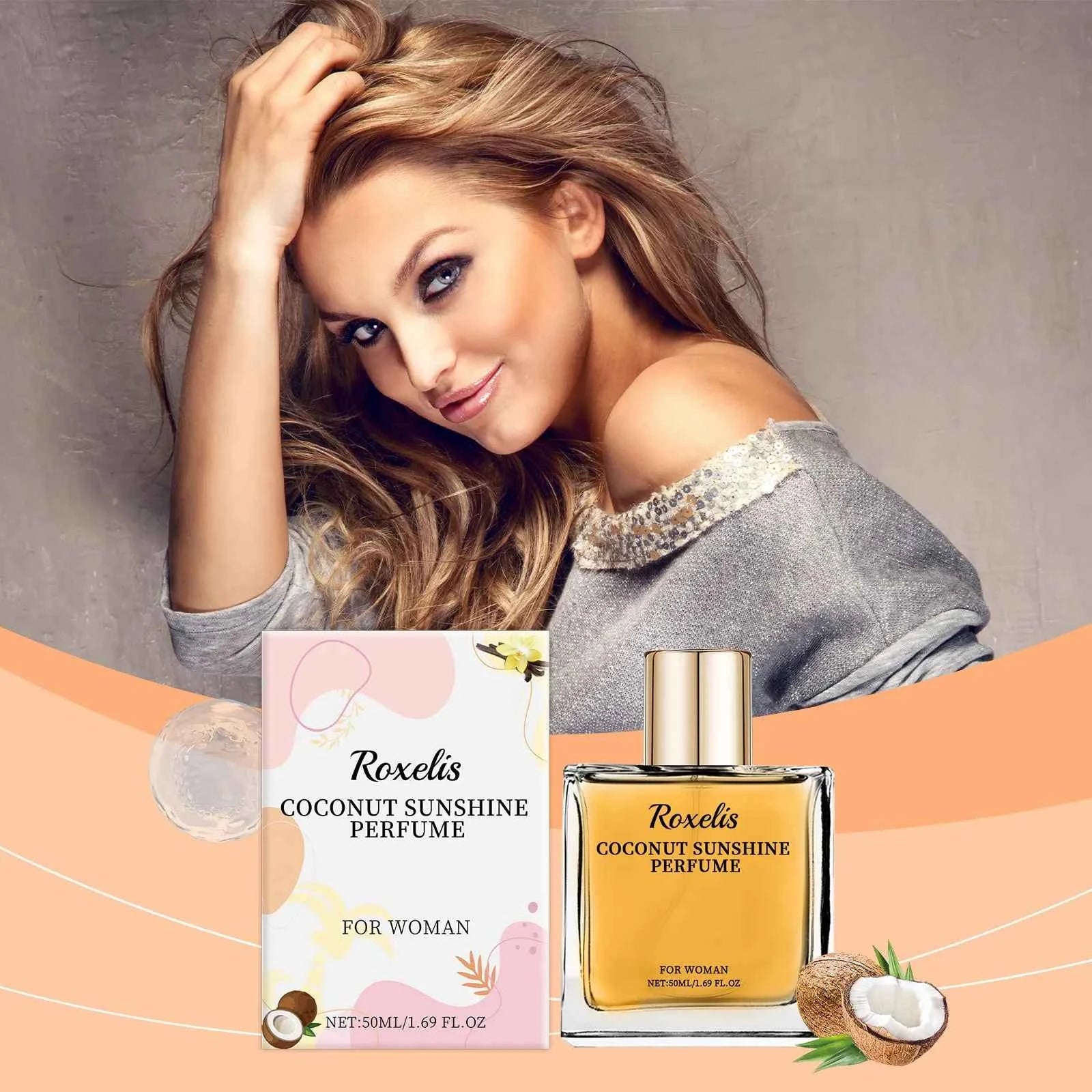Roxelis Light Vanilla Coconut Perfume Fresh Light Fragrance Lasting Elegant Charming Women Fragrance Convenient Fresh Perfume