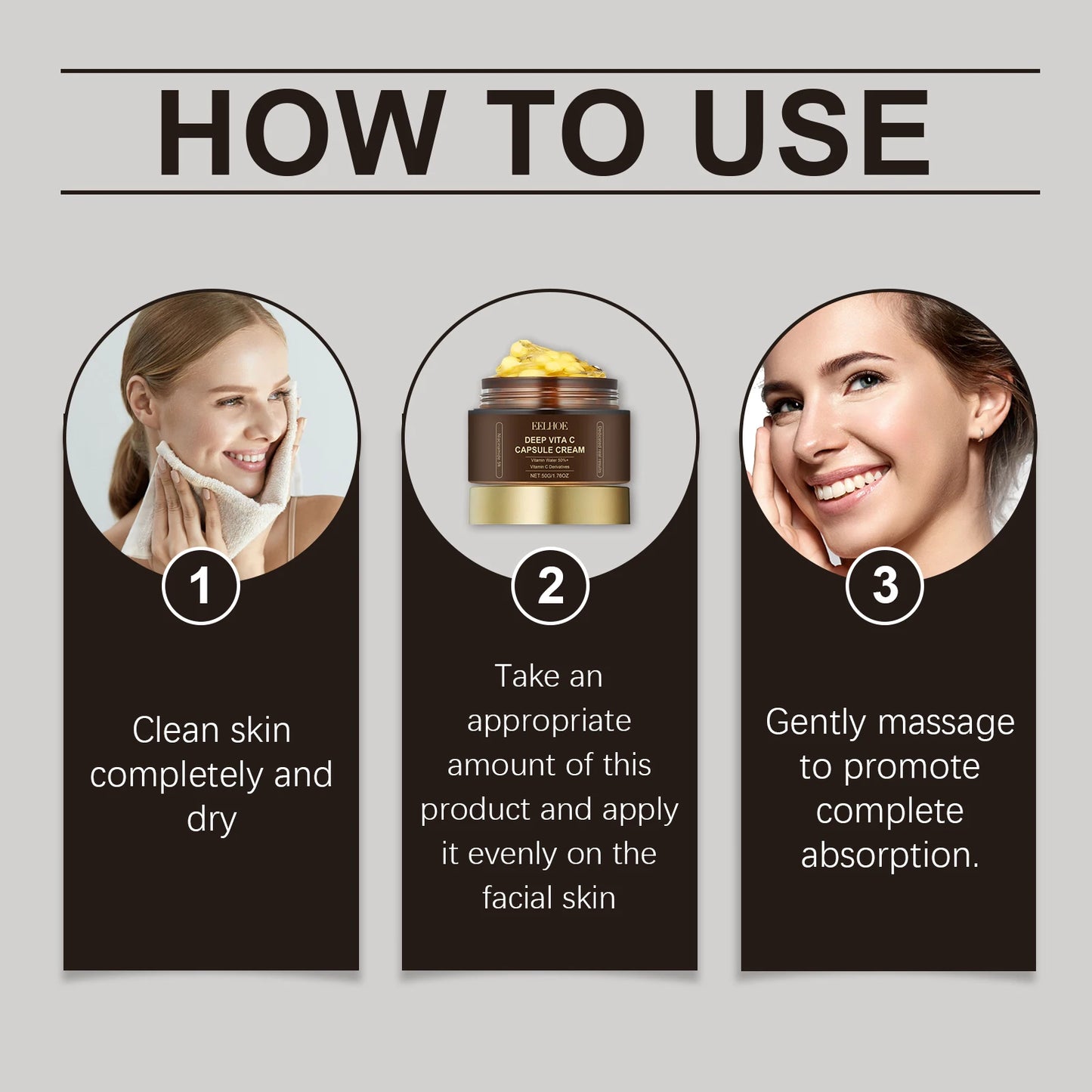 Eelhoe 50g Vitamin C Capsule Face Cream Moisturizer Lighten Melanin Even Skin Tone Nourish Facial Brightening Skin Care Cream - AMULET RING STORE