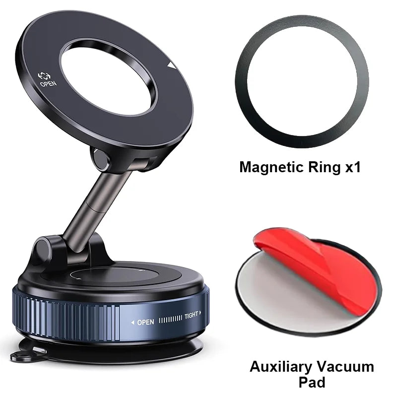 Car Mount Vacuum Magnetic Holder Foldable Strong Suction Stand For Cell Phone For iPhone 16 15 12 13 14 11 ProMax Live Streaming