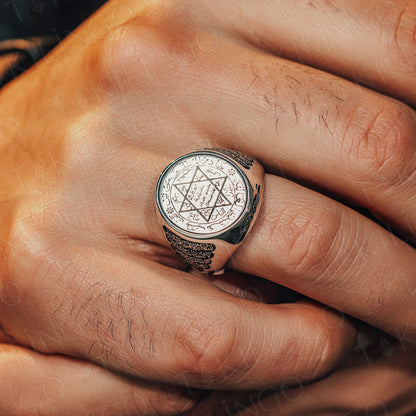 Seven Archangels Ring for Men 925 Sterling Silver The Seal Of Solomon Tetragrammaton Archangels Protection Amulet Ring