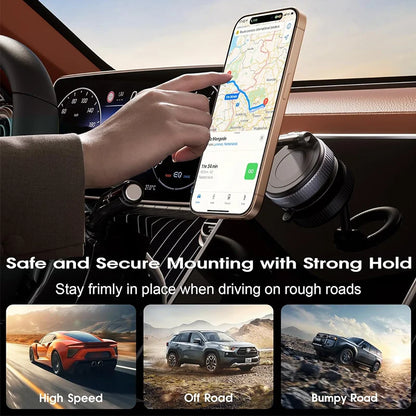 Car Mount Vacuum Magnetic Holder Foldable Strong Suction Stand For Cell Phone For iPhone 16 15 12 13 14 11 ProMax Live Streaming