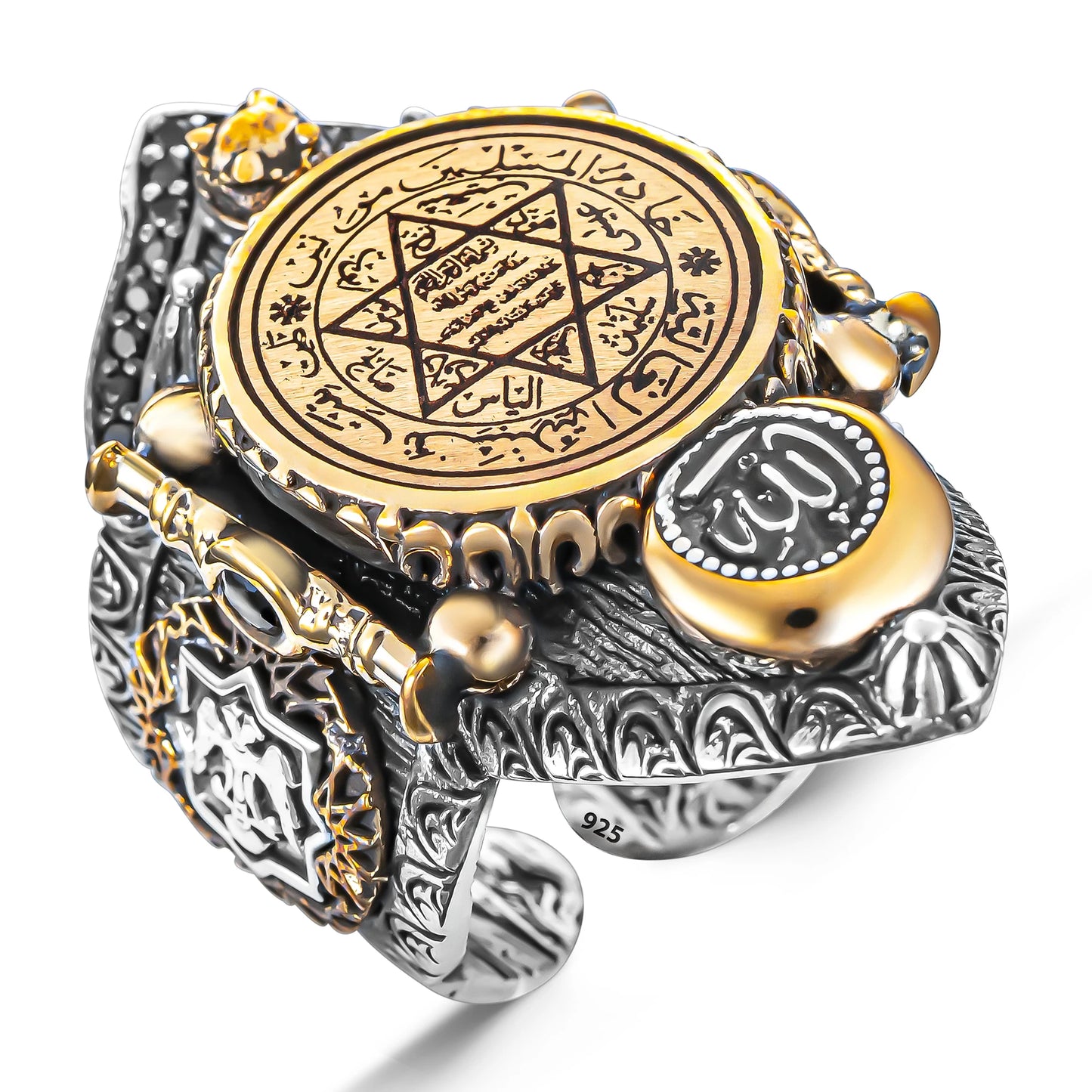 Protection Amulet Ring Seven Archangels Ring for Men 925 Seal of Solomon Islamic Men Ring AMULET RING STORE