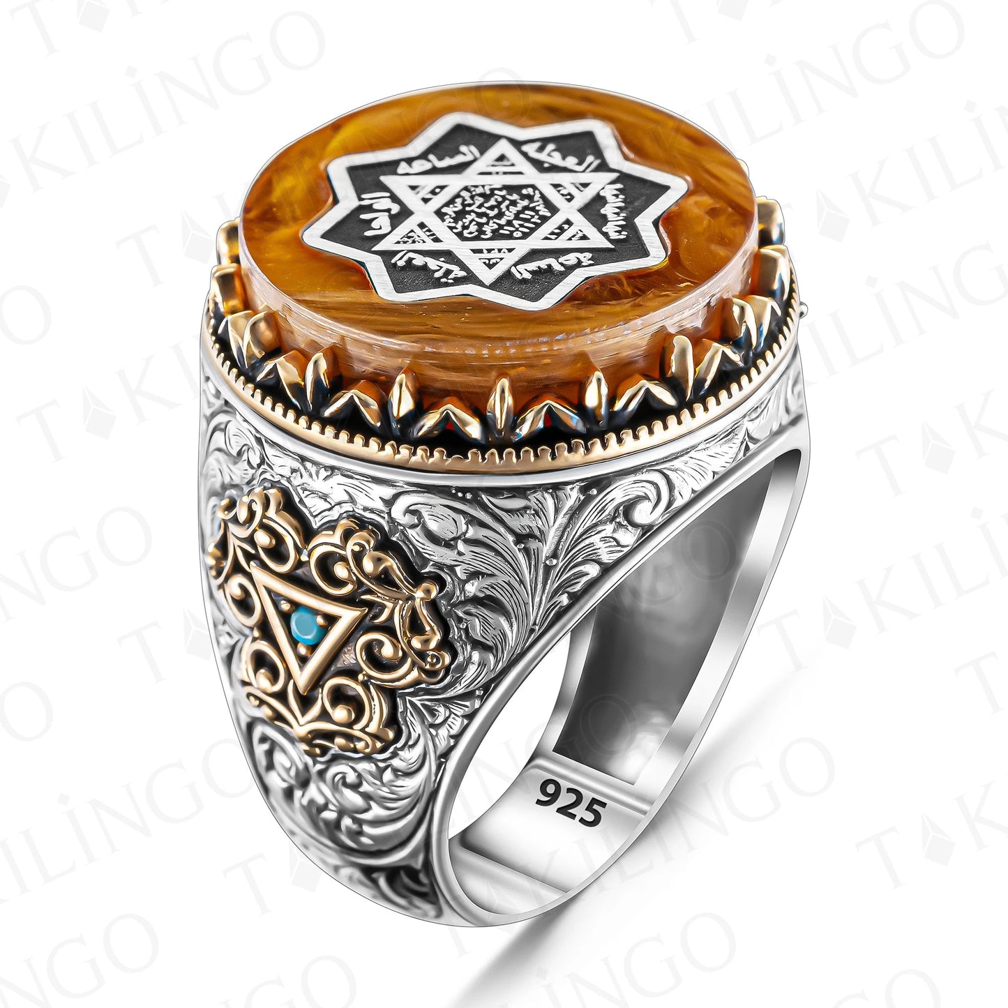 Seven Archangels Ring Men 925 Sterling Silver The Seal Of Solomon Amulet Ring