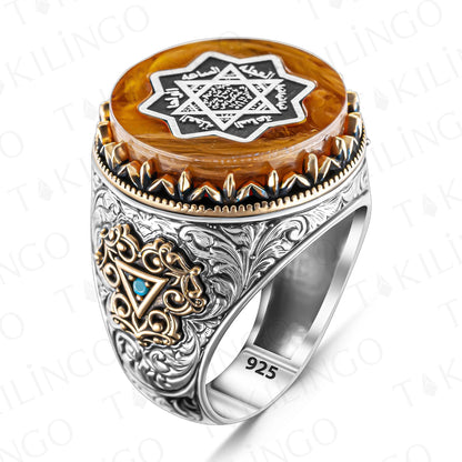 Seven Archangels Ring Men 925 Sterling Silver The Seal Of Solomon Amulet Ring