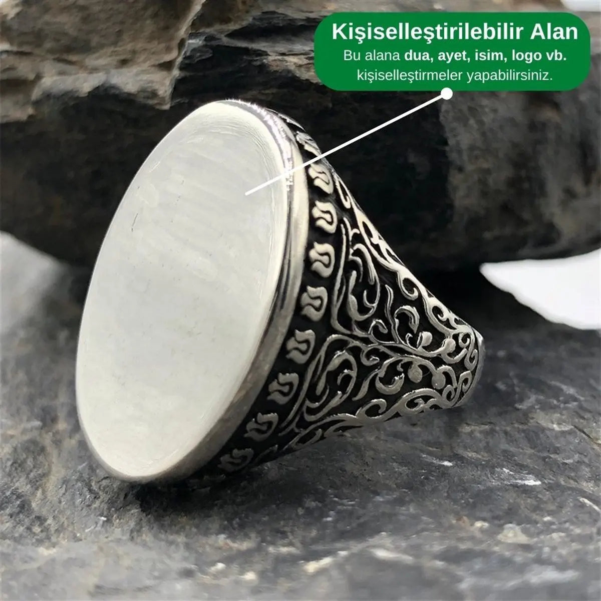 925 Sterling Silver Oval Personalized Ring, Custom Men's Ring AMULET RING STORE