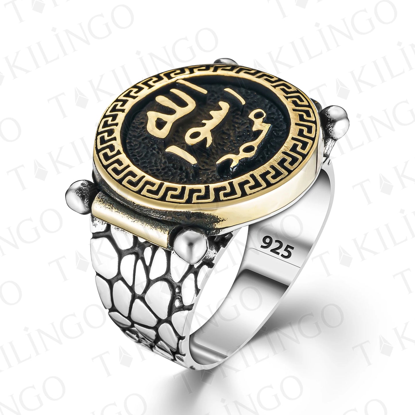 925 Sterling Silver Engraved The Seal of The Prophet Muhammad Signet Muslim Islamic Men's Ring