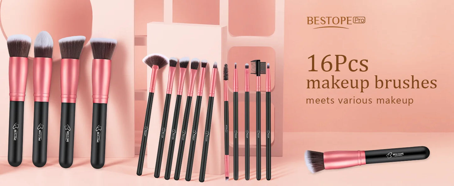 BESTOPE PRO Makeup Brushes Makeup Brush Set - 16 Pcs Premium Synthetic Foundation Concealers Eye Shadows Make Up Brushes set,Eye - AMULET RING STORE