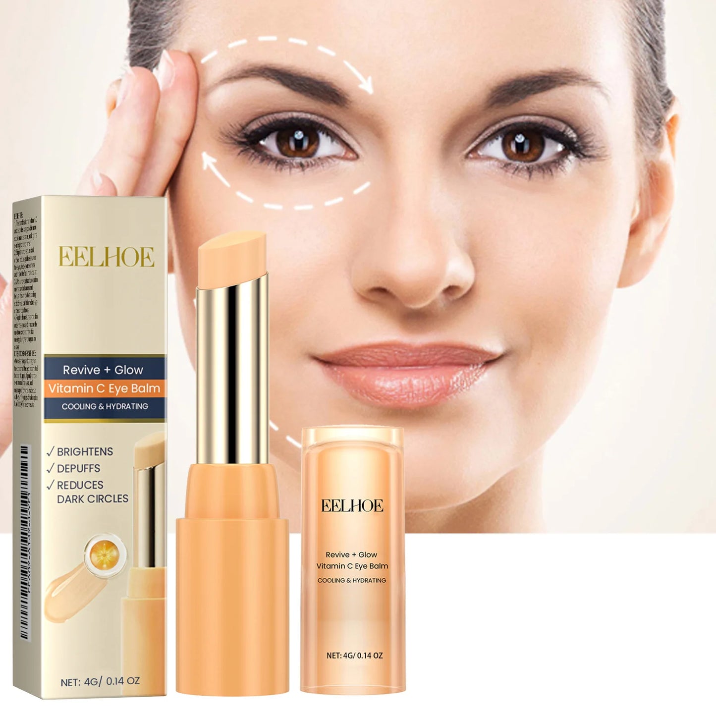 EELHOE Vitamin C Eye Balm for Repairing Dark Circles Moisturizing and Firming Transparent Texture Vitamin C Eye Cream Stick - AMULET RING STORE