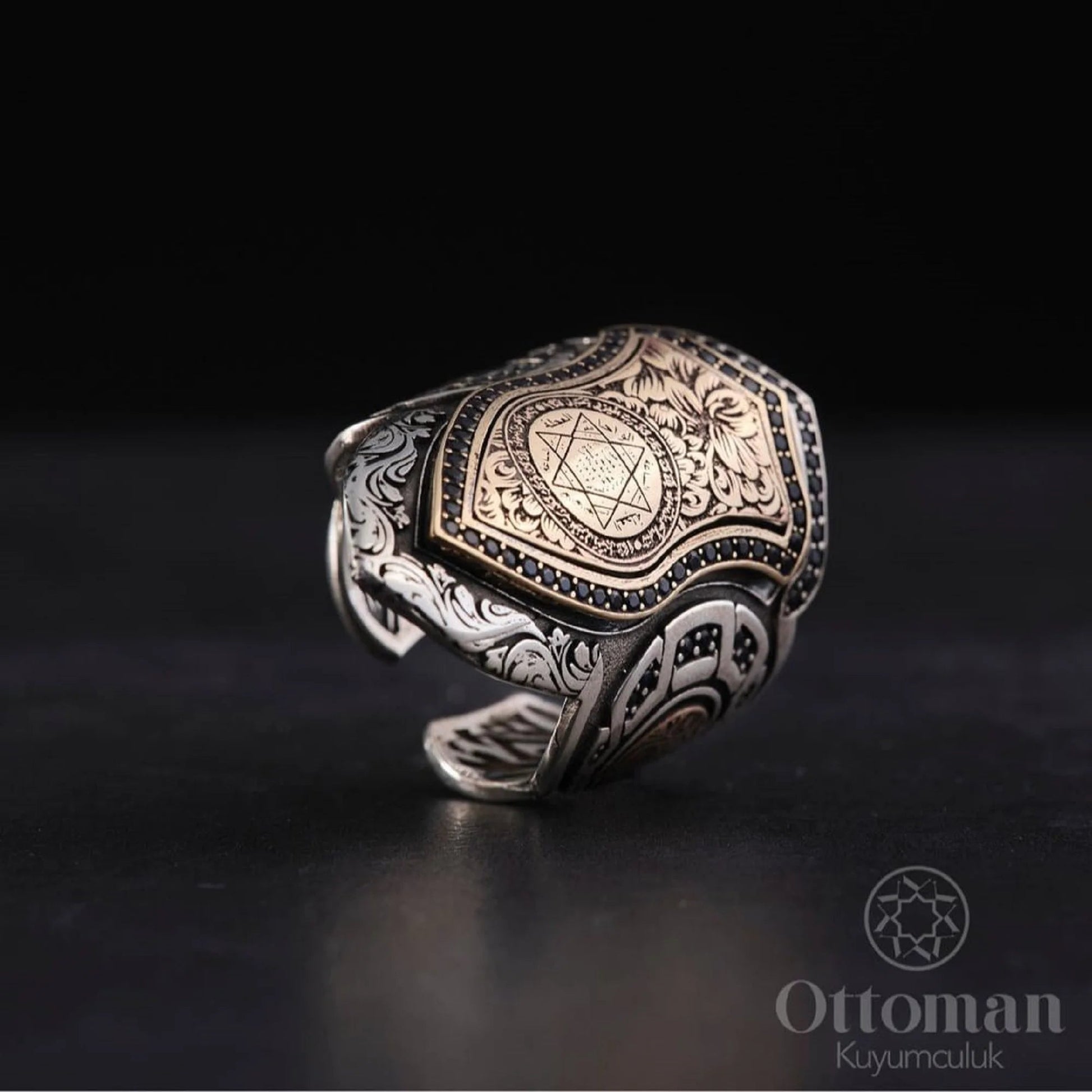 Seal of Prophet Solomon 925 Sterling Silver Men's Thumb Ring AMULET RING STORE