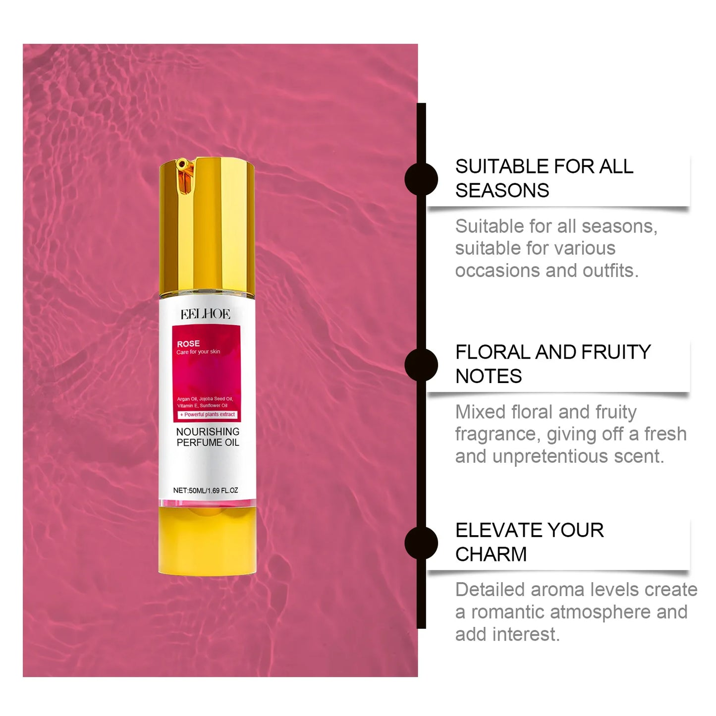 Eelhoe 50ml Rose Pheromone Flirting Perfume Long Lasting Fragrance Dating Add Charm Floral Scent Natural Refreshing Perfume Mist