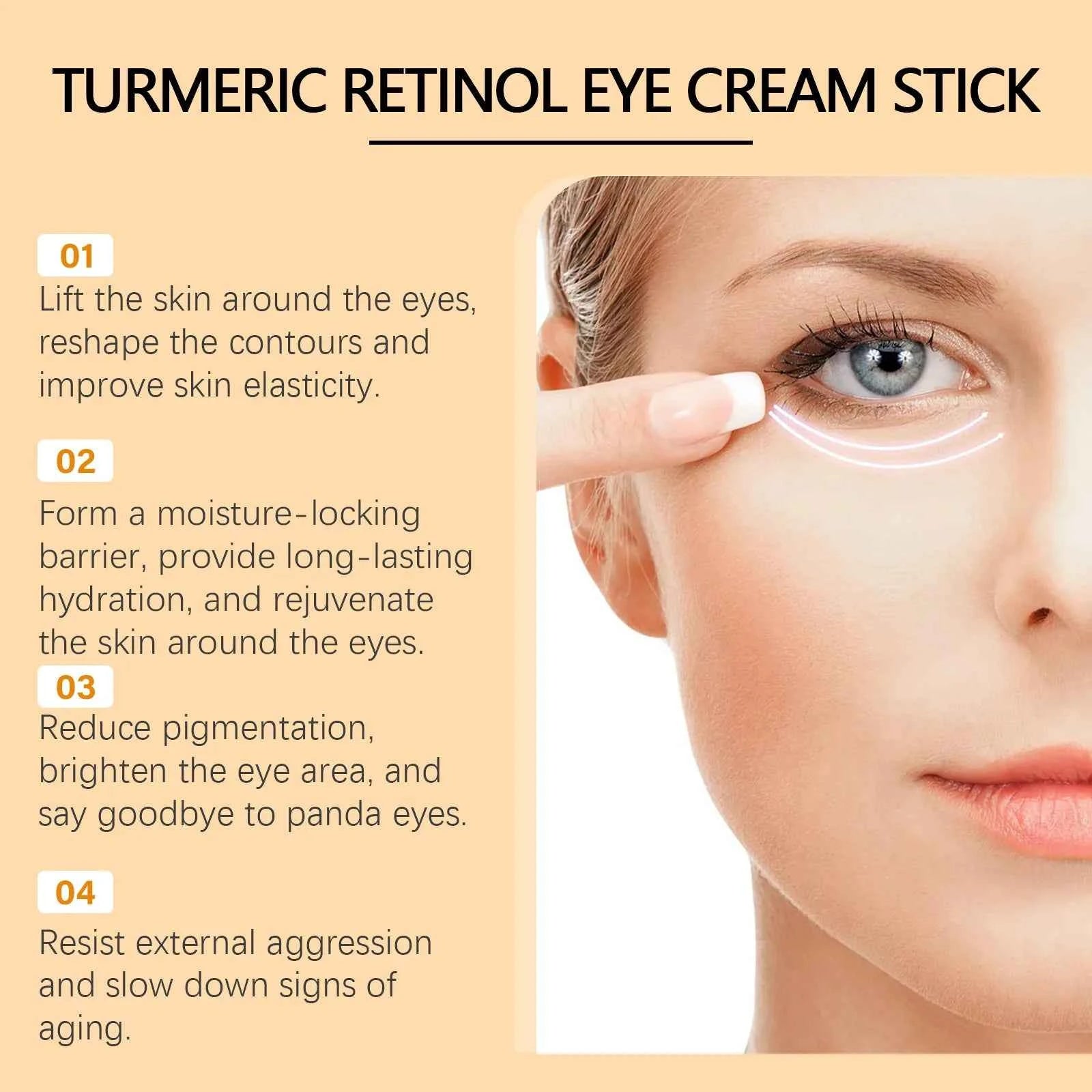 West Month 5g Turmeric Retinol Remove Dark Circles Eye Cream Stick  Anti Eye Bags Puffiness Brightener Moisturizing Eye Cream