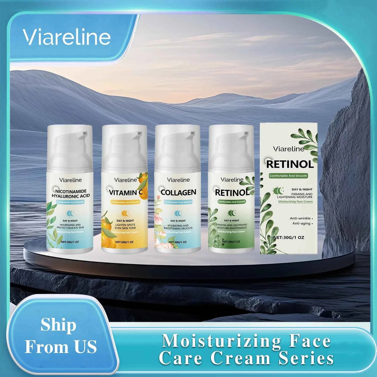 Viareline 30g Moisturizing Face Care Cream Series Hydrating Brighten Skin Tone Firm Wrinkles Repair Dullness Tender Facial Cream