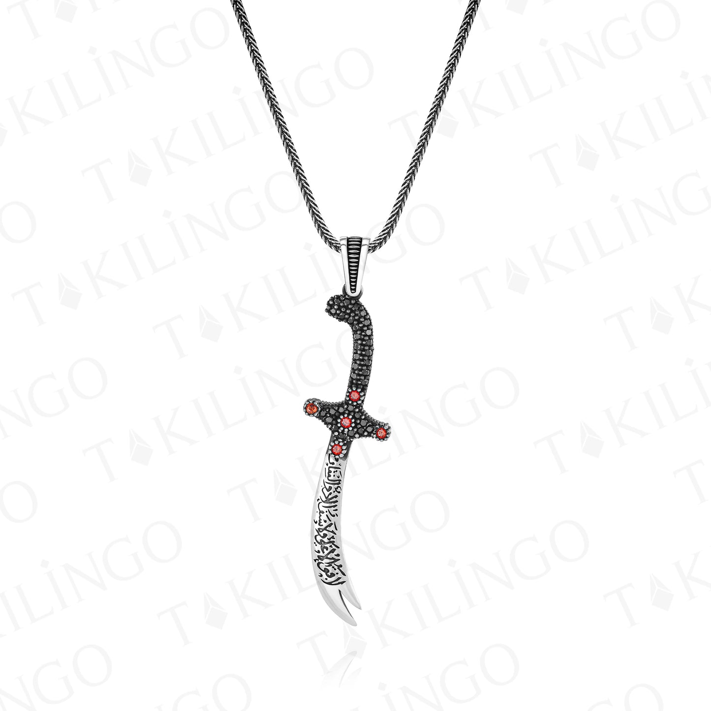 Solid 925 Sterling Silver Sword Design With Zircon Stone Men's Necklace Pendant Foxtail Chain Punk Cool Jewelery Accessory Gift