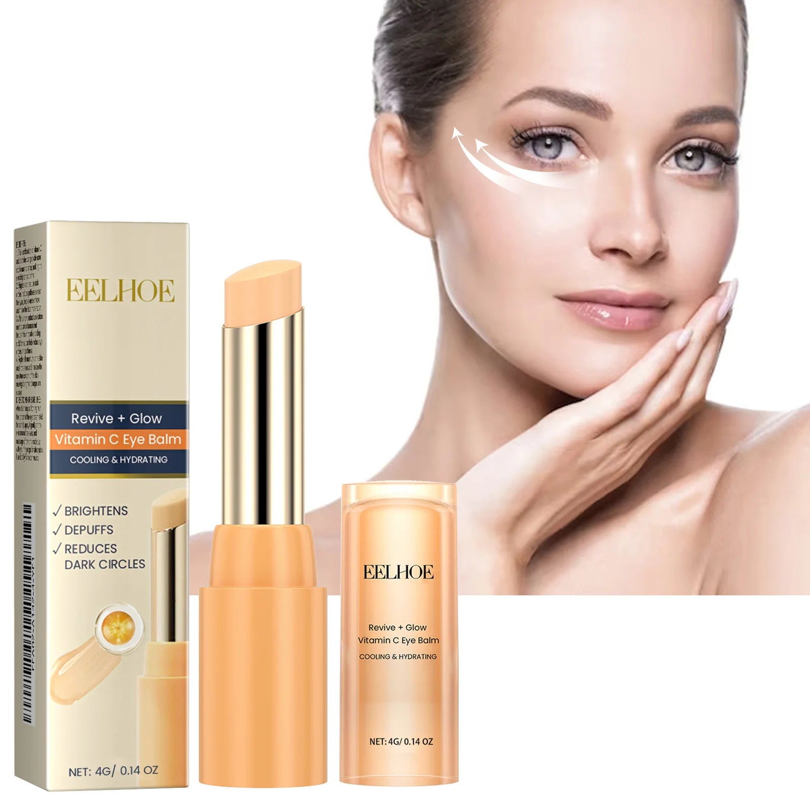EELHOE Vitamin C Eye Balm for Repairing Dark Circles Moisturizing and Firming Transparent Texture Vitamin C Eye Cream Stick - AMULET RING STORE
