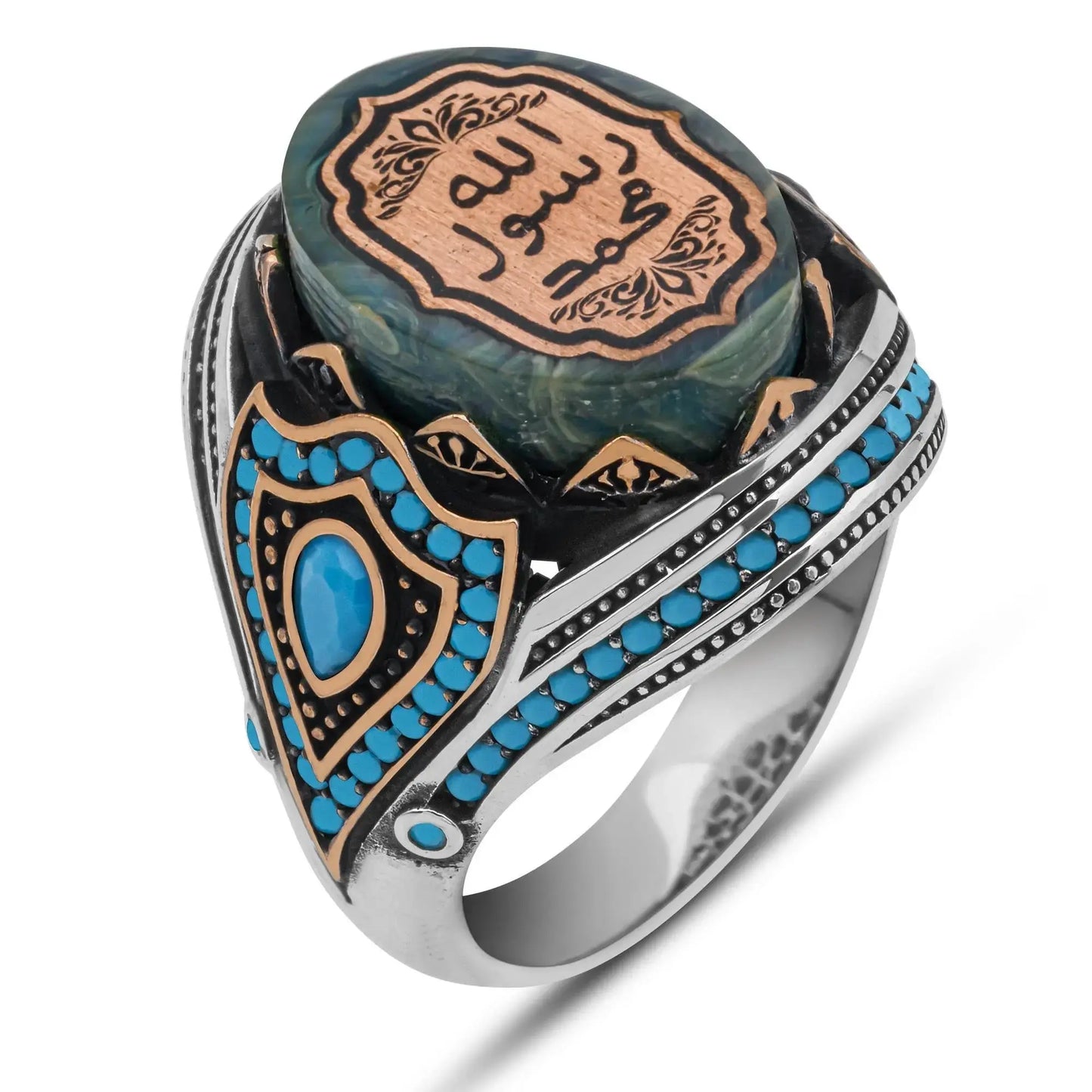 Seal of Muhammad Calligraphy On 925 Sterling Silver Ring For Men Pure Silver Jewellery All sizes are available