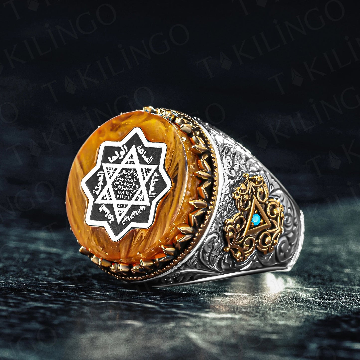 Seven Archangels Ring Men 925 Sterling Silver The Seal Of Solomon Amulet Ring