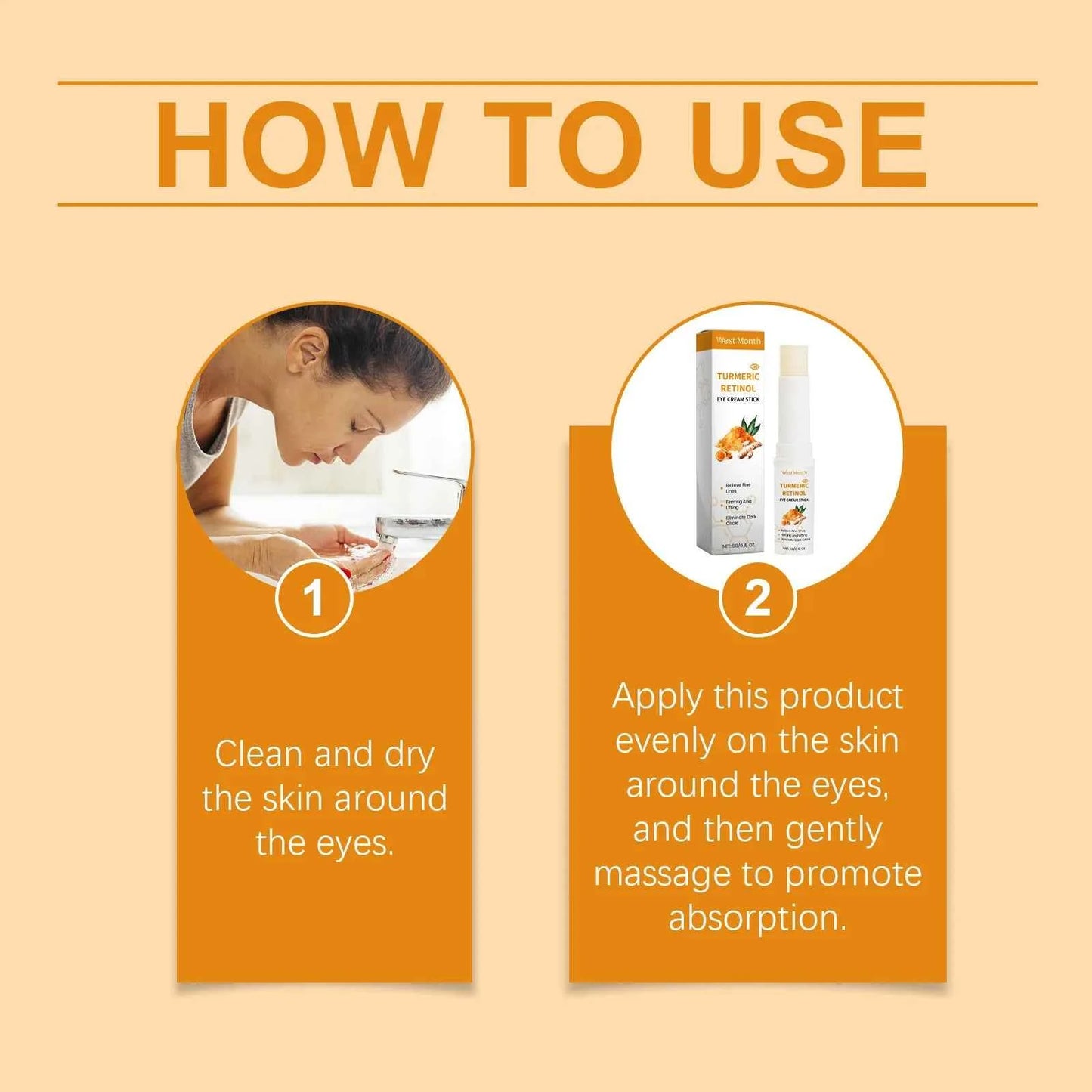 West Month 5g Turmeric Retinol Remove Dark Circles Eye Cream Stick  Anti Eye Bags Puffiness Brightener Moisturizing Eye Cream