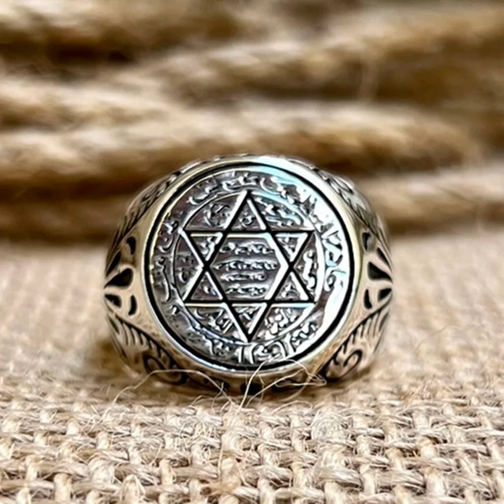 925 Sterling Silver Seal of Suleiman Handmade Men Ring