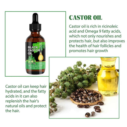 Black Castor Oil Nourishes Hair Growth Care Massage Scalp Treatment Baldness Repair Hydrates Liquid Anti Frizz Loss Hair Serum