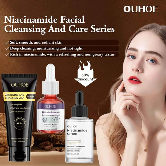 Ouhoe Niacinamide Serum Face Cleanser Brighten Skin Acne Removal Whitening Clean Pores Keratins Remove Moisturizing Skin Care