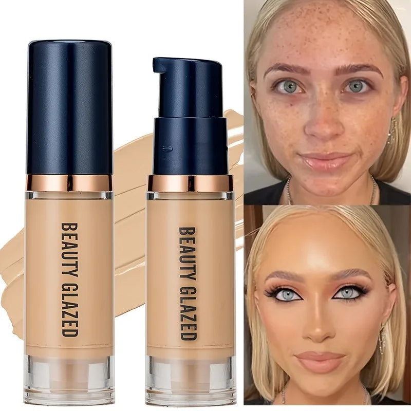 Beauty Glazed 6 Color Liquid Foundation Concealer - Full Coverage, Long-Lasting, Waterproof, Natural Effect, - AMULET RING STORE